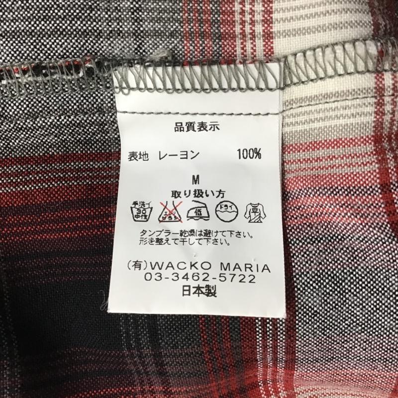 ワコマリア WACKO MARIA シャツ、ブラウス 長袖 刺繍 レーヨンウエスタンシャツ チェック M ロゴ、文字 白 / ホワイト / X 黒 / ブラック / X 赤 / レッド /  メンズ USED 古着 中古 10101144