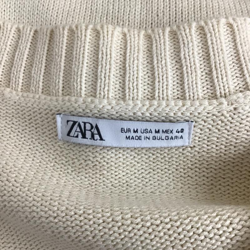 ザラ ZARA ベスト ベスト 3332 310 712 Vネック ニット 前ボタン M ワンポイント アイボリー / アイボリー / X 緑 / グリーン /  メンズ USED 古着 中古 10101158