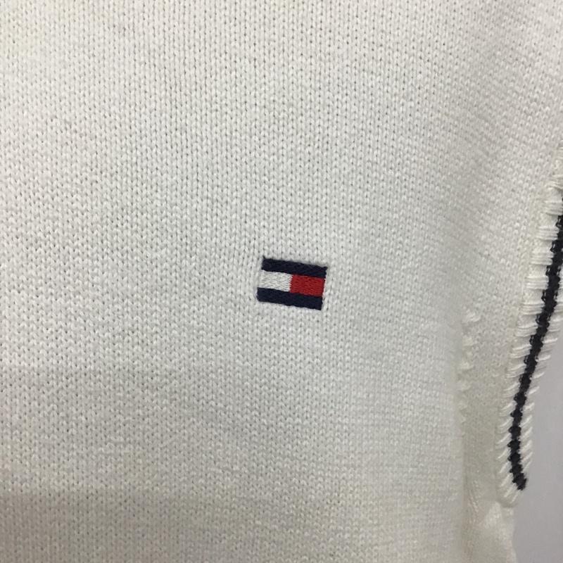 トミーヒルフィガー TOMMY HILFIGER ベスト ベスト 113-325702-120 Vネック コットンニット M ワンポイント 白 / ホワイト / X 紺 / ネイビー /  メンズ USED 古着 中古 10101159