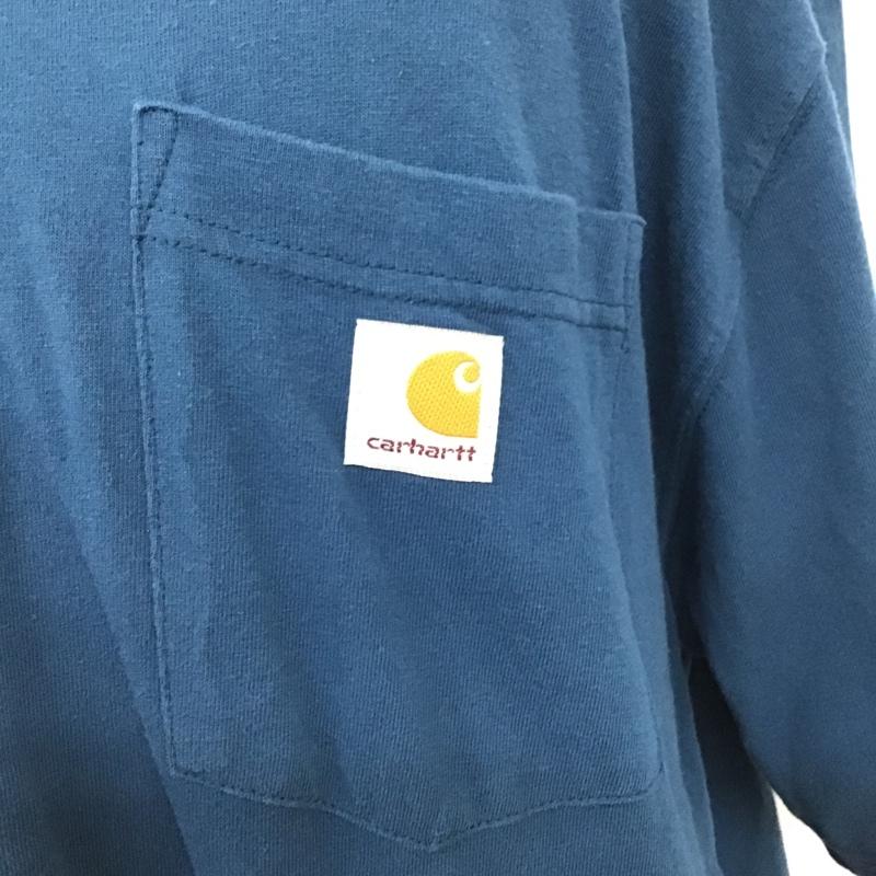 カーハート Carhartt Tシャツ 半袖 K87 984 クルーネック 胸ポケット XL ロゴ、文字 青 / ブルー /  メンズ USED 古着 中古 10101160