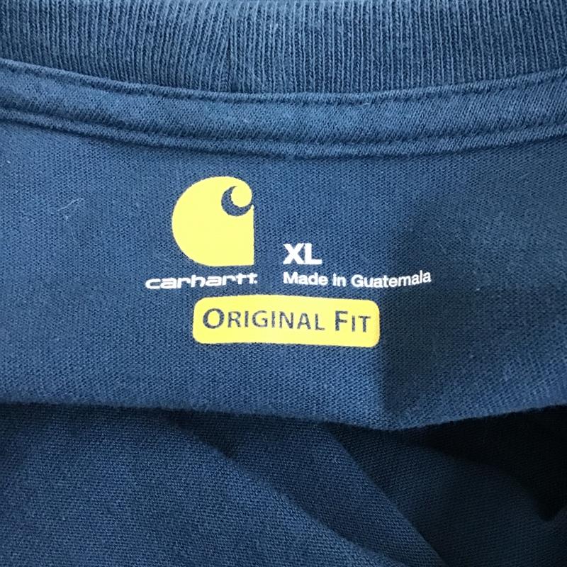 カーハート Carhartt Tシャツ 半袖 K87 984 クルーネック 胸ポケット XL ロゴ、文字 青 / ブルー /  メンズ USED 古着 中古 10101160