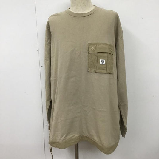 ガンホー GUNG HO カットソー 長袖 211-1223 FREAK’S STORE 胸ポケット M ロゴ、文字 ベージュ / ベージュ /  メンズ USED 古着 中古 10101182