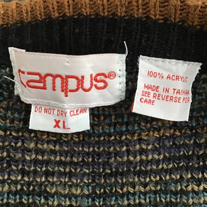 古着 USED カーディガン 長袖 campus 80年代 Vネック XL 総柄 マルチカラー / マルチカラー /  メンズ USED 古着 中古 10101186