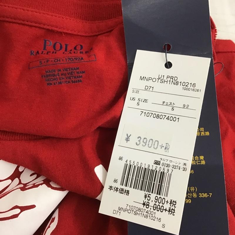 ポロラルフローレン POLO RALPH LAUREN Tシャツ 半袖 ビッグポニー クルーネック タグ付き S プリント 赤 / レッド / X 白 / ホワイト /  メンズ USED 古着 中古 10101189