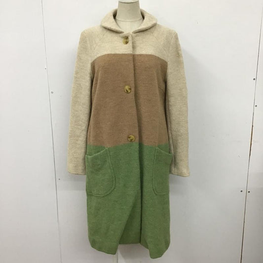 ビュル デ サボン bulle de savon コート コート一般 03-01-CO-041-13-2 ウール 丸襟 ロング丈 FREE 無地 ベージュ / ベージュ / X 茶 / ブラウン / X 緑 / グリーン /  レディース USED 古着 中古 10101198