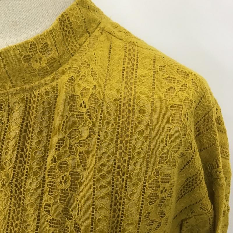 マウジー MOUSSY カットソー 長袖 010AAS80-6290 スタンドカラー シャーリング タグ付き FREE レース柄 マスタード / マスタード /  レディース USED 古着 中古 10101199