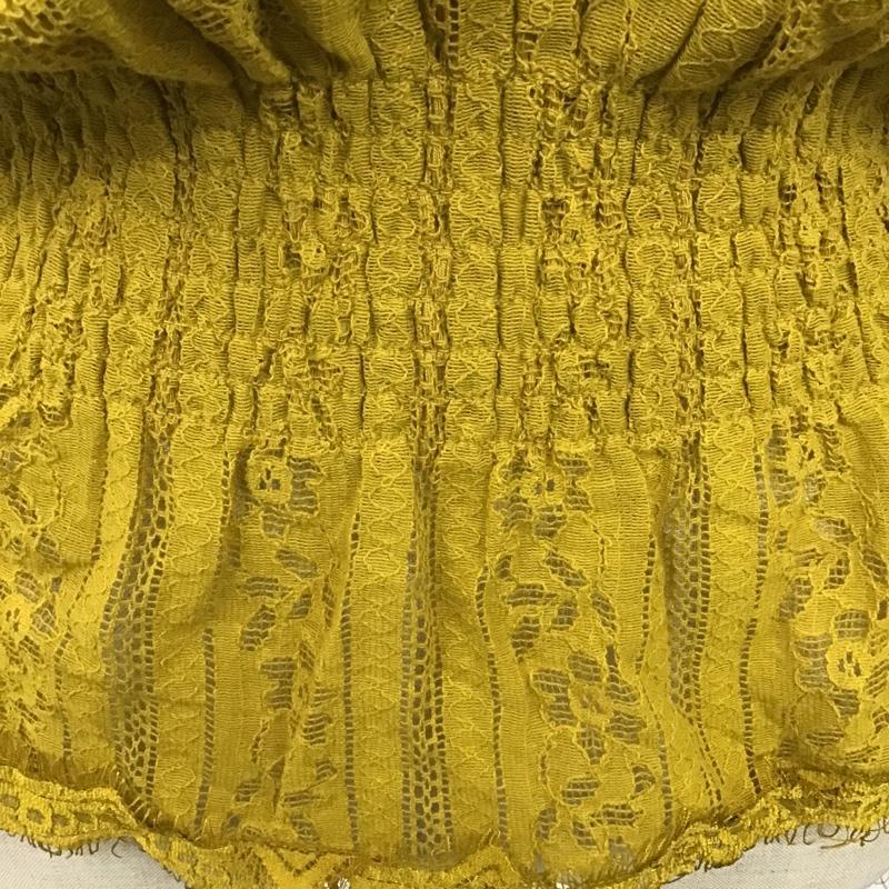 マウジー MOUSSY カットソー 長袖 010AAS80-6290 スタンドカラー シャーリング タグ付き FREE レース柄 マスタード / マスタード /  レディース USED 古着 中古 10101199