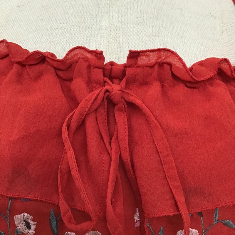 ダブルクローゼット w closet カットソー 長袖 FREE 刺繍 赤 / レッド /  レディース USED 古着 中古 10101239