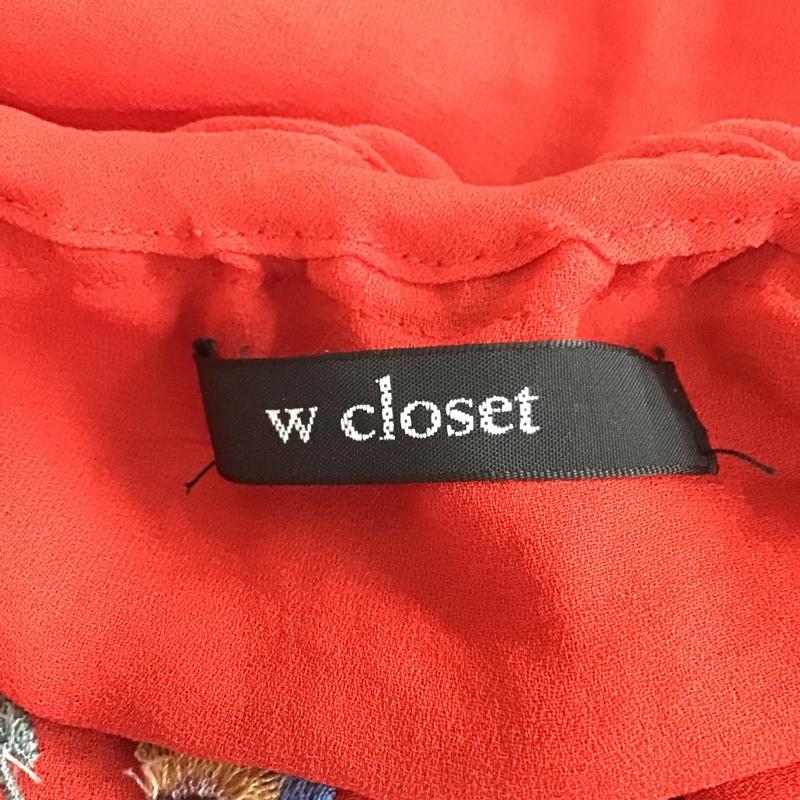 ダブルクローゼット w closet カットソー 長袖 FREE 刺繍 赤 / レッド /  レディース USED 古着 中古 10101239