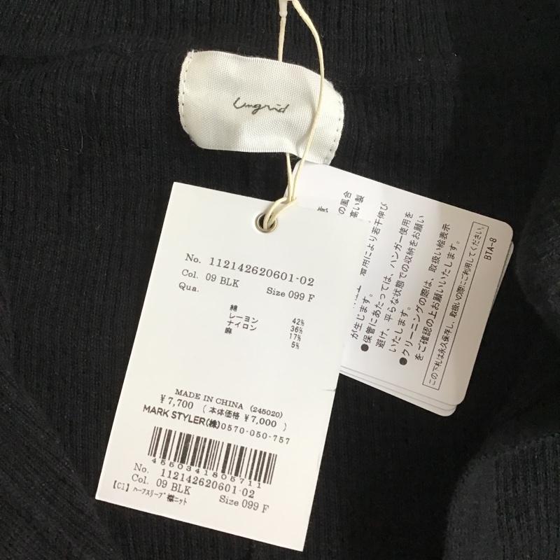 アングリッド Ungrid カットソー 半袖 半袖ニット カラーニットカットソー Vネックニットカットソー リブニットカットソー FREE 無地 黒 / ブラック /  レディース USED 古着 中古 10101247