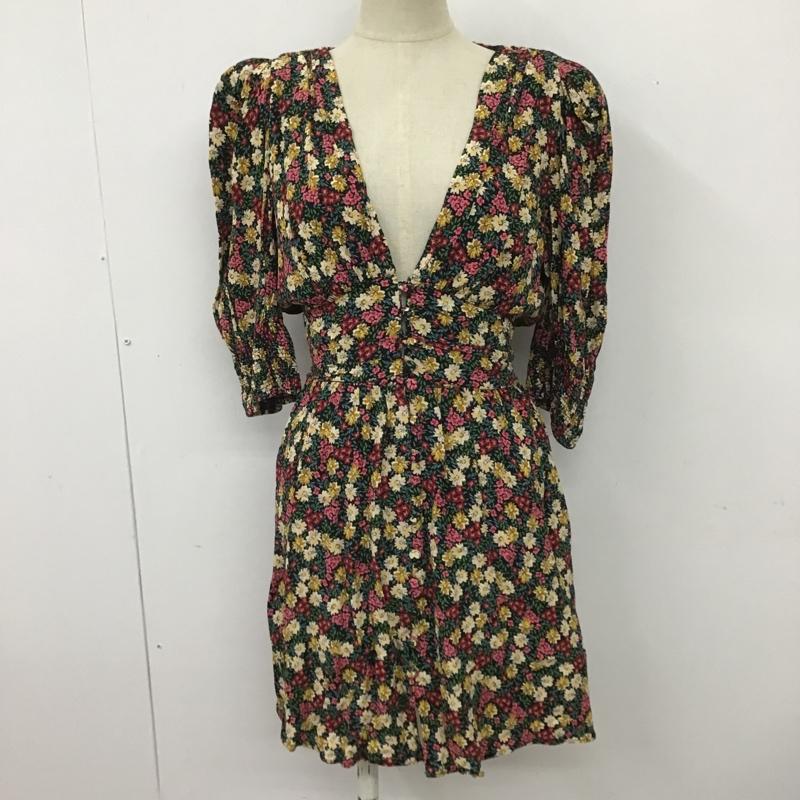 ザラ ZARA ワンピース ひざ丈スカート ミニワンピース 半袖ワンピース 花柄ワンピース フレアワンピース S 総柄 X 花柄 マルチカラー / マルチカラー /  レディース USED 古着 中古 10101266