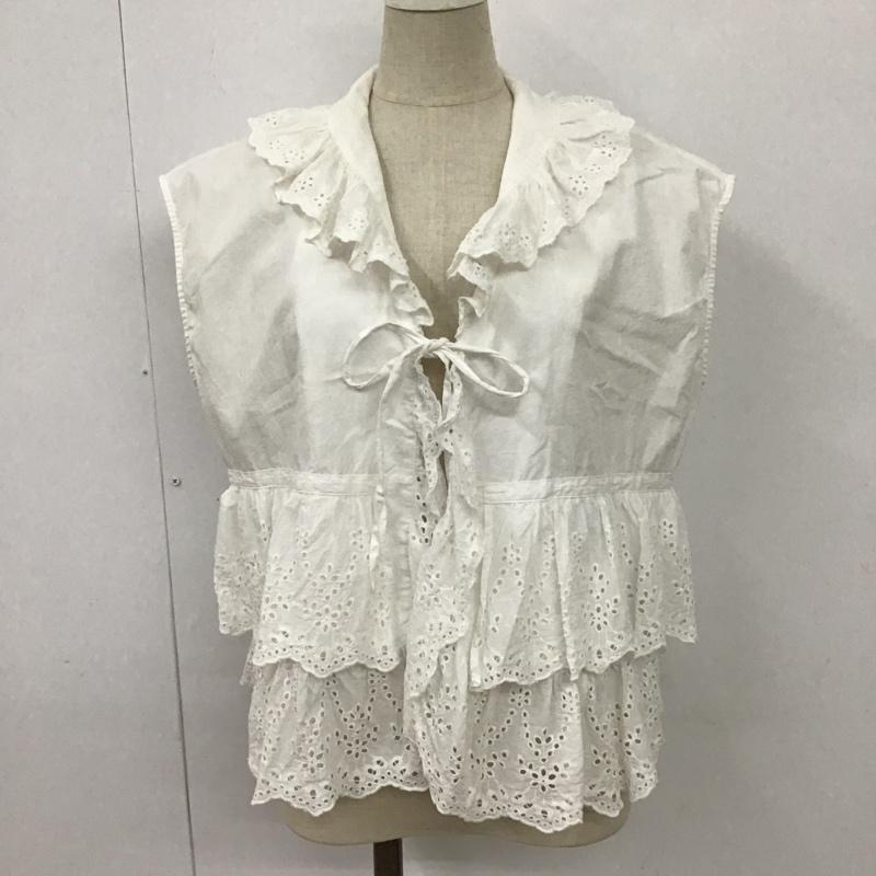 フリークスストア FREAK'S STORE カットソー 半袖 ノースリーブシャツ 前開きシャツ フリルシャツ カラーシャツ FREE 無地 白 / ホワイト /  レディース USED 古着 中古 10101267