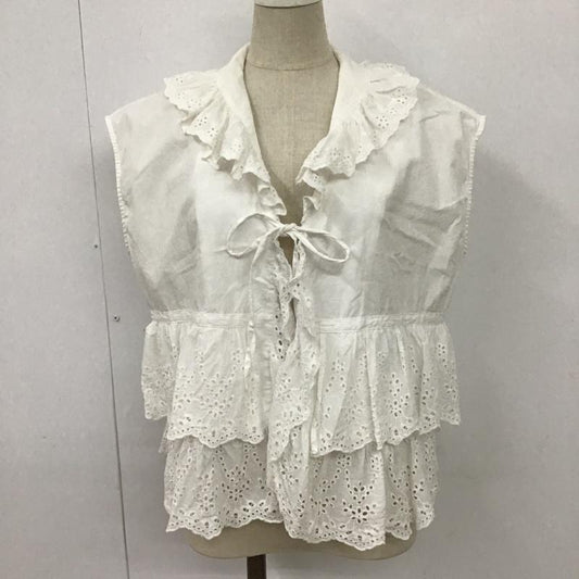 フリークスストア FREAK'S STORE カットソー 半袖 ノースリーブシャツ 前開きシャツ フリルシャツ カラーシャツ FREE 無地 白 / ホワイト /  レディース USED 古着 中古 10101267