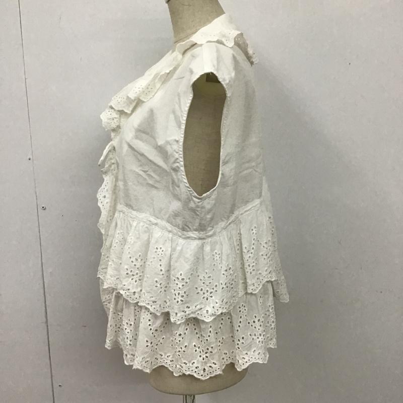 フリークスストア FREAK'S STORE カットソー 半袖 ノースリーブシャツ 前開きシャツ フリルシャツ カラーシャツ FREE 無地 白 / ホワイト /  レディース USED 古着 中古 10101267