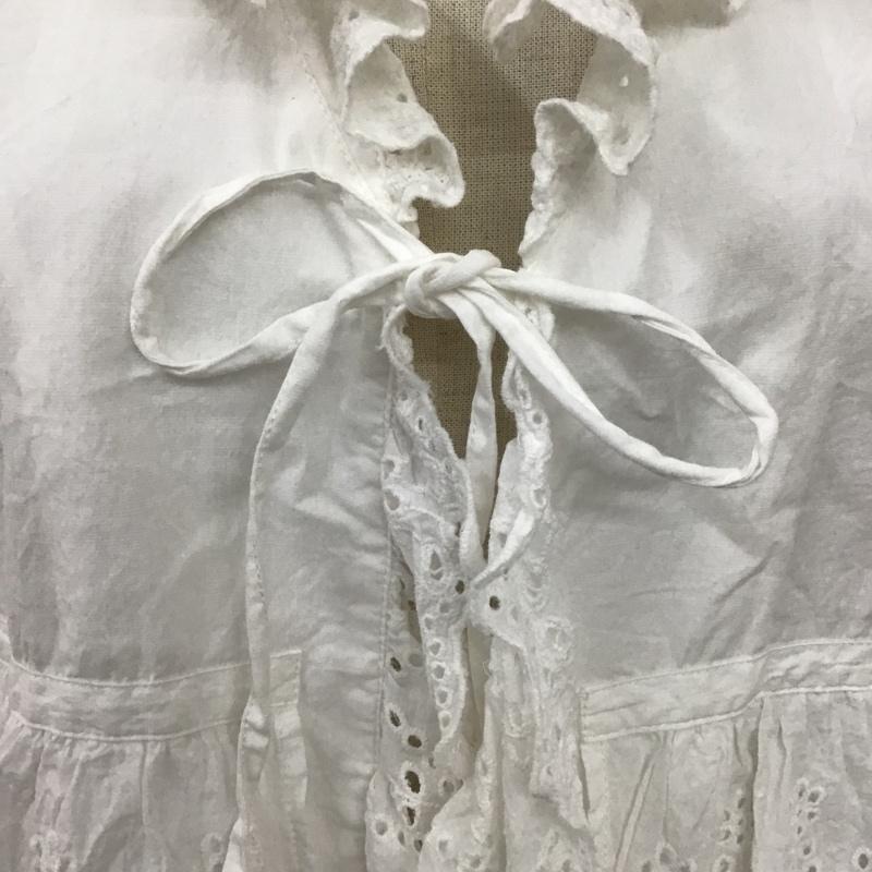 フリークスストア FREAK'S STORE カットソー 半袖 ノースリーブシャツ 前開きシャツ フリルシャツ カラーシャツ FREE 無地 白 / ホワイト /  レディース USED 古着 中古 10101267