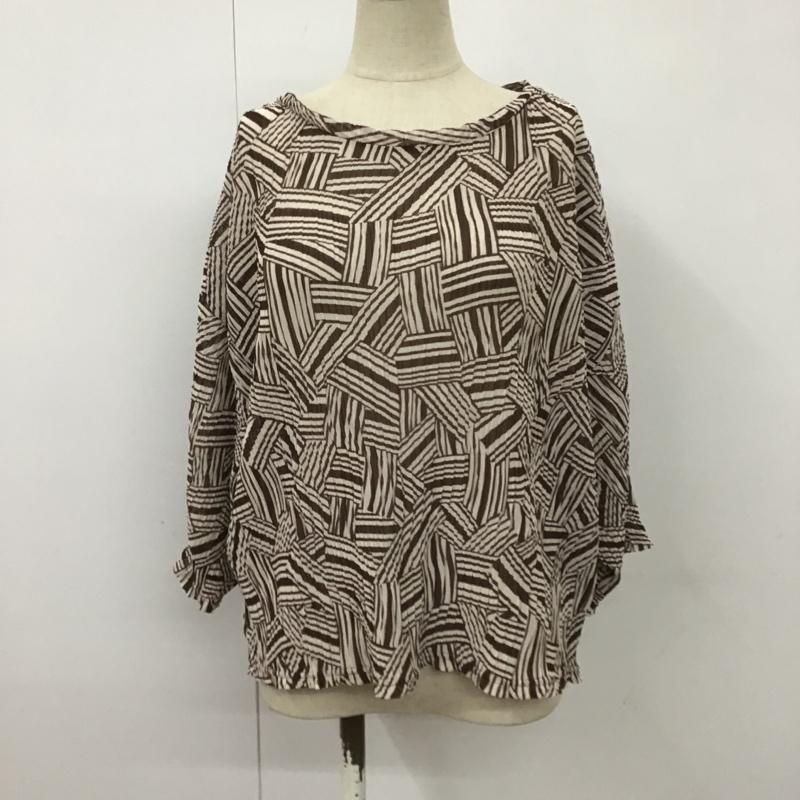 ジーナシス JEANASIS カットソー 半袖 JS063727SB メッシュプリーツショートスリーブ 総柄カットソー フレアカットソー FREE ヒョウ柄・レオパード柄 茶 / ブラウン / X ベージュ / ベージュ /  レディース USED 古着 中古 10101270