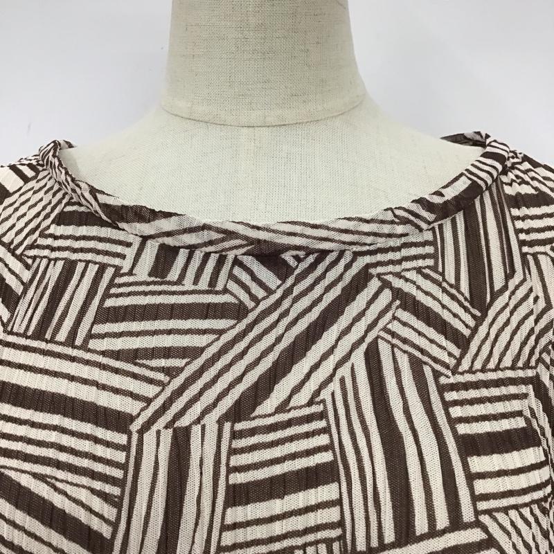 ジーナシス JEANASIS カットソー 半袖 JS063727SB メッシュプリーツショートスリーブ 総柄カットソー フレアカットソー FREE ヒョウ柄・レオパード柄 茶 / ブラウン / X ベージュ / ベージュ /  レディース USED 古着 中古 10101270