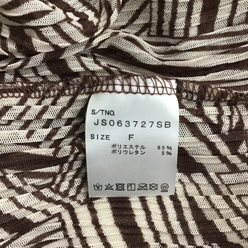 ジーナシス JEANASIS カットソー 半袖 JS063727SB メッシュプリーツショートスリーブ 総柄カットソー フレアカットソー FREE ヒョウ柄・レオパード柄 茶 / ブラウン / X ベージュ / ベージュ /  レディース USED 古着 中古 10101270