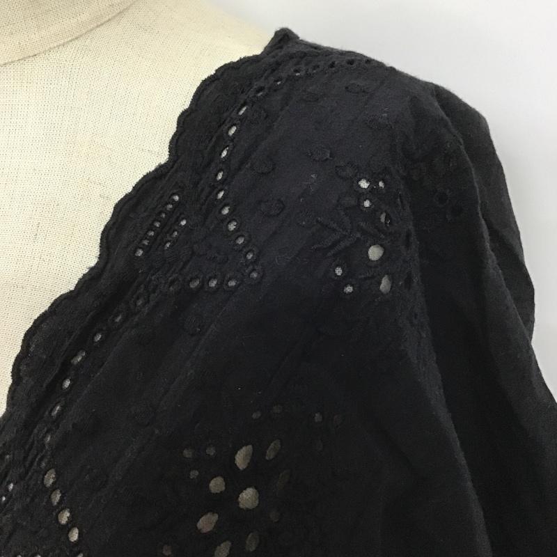 ローリーズファーム LOWRYS FARM カットソー 半袖 LF617052TS ブラウス 半袖シャツ ワイドネックカットソー カジュアルシャツ M 無地 黒 / ブラック /  レディース USED 古着 中古 10101271