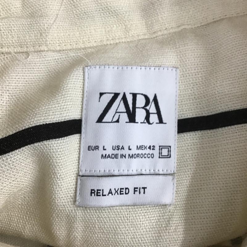 ザラ ZARA シャツ、ブラウス 半袖 半袖シャツ カラーシャツ カジュアルシャツ ストライプシャツ L ストライプ ベージュ / ベージュ /  メンズ USED 古着 中古 10101275