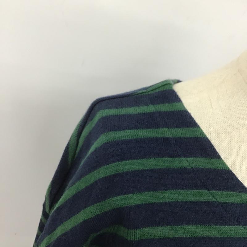 ミルクフェド MILKFED. ワンピース ひざ丈スカート ワンピース 長袖ワンピース ボーダーワンピース スウェットワンピース M ボーダー柄 緑 / グリーン / X 紺 / ネイビー /  レディース USED 古着 中古 10101286