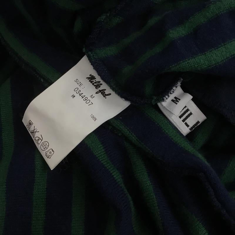 ミルクフェド MILKFED. ワンピース ひざ丈スカート ワンピース 長袖ワンピース ボーダーワンピース スウェットワンピース M ボーダー柄 緑 / グリーン / X 紺 / ネイビー /  レディース USED 古着 中古 10101286