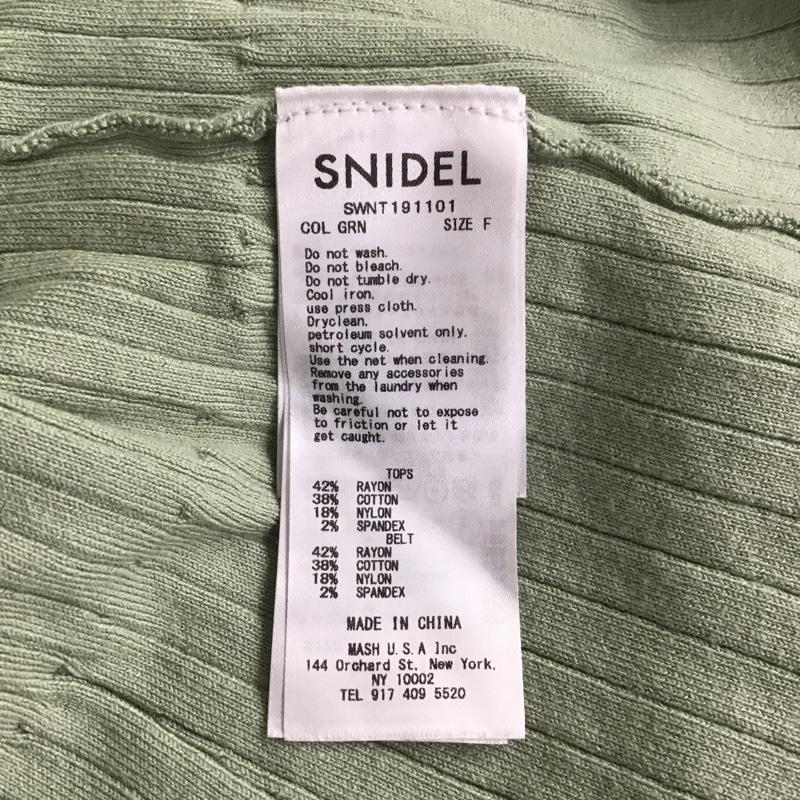 スナイデル SNIDEL ニット、セーター 長袖 SWNT191101 スリーブスリットニットプルオーバー ベルト付き FREE 無地 薄緑 / ライトグリーン /  レディース USED 古着 中古 10101377