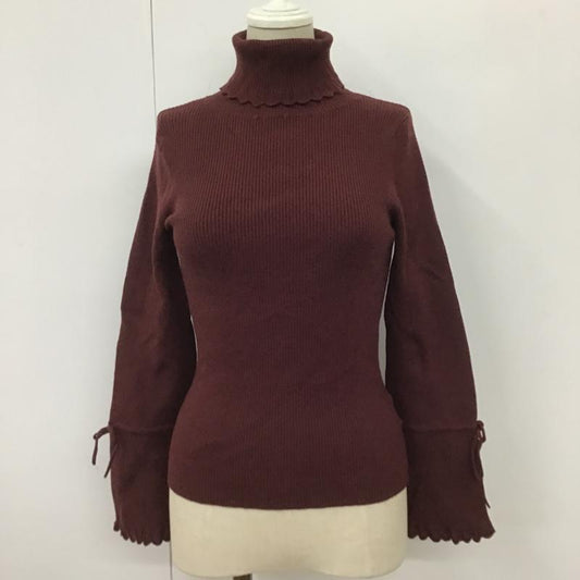 ダズリン dazzlin カットソー 長袖 021962601301 フレアスリーブ リブ タートルプルオーバー FREE 無地 ボルドー / ボルドー /  レディース USED 古着 中古 10101381