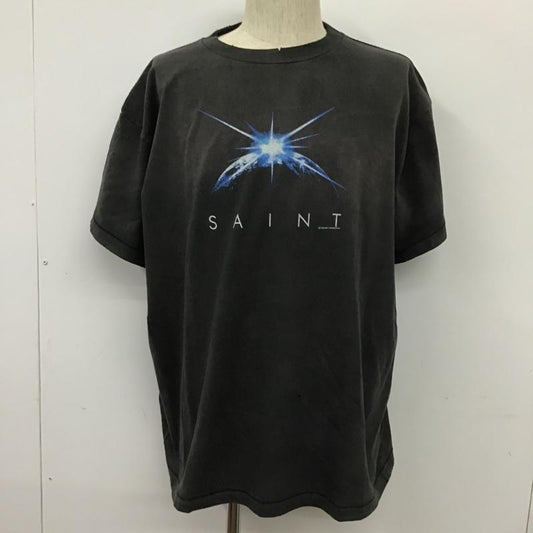 セントマイケル SAINT MICHAEL Tシャツ 半袖 SM-S23-0000-005 クルーネック バックプリント ヴィンテージ加工 XL ロゴ、文字 X ダメージ加工 黒 / ブラック /  メンズ USED 古着 中古 10101406