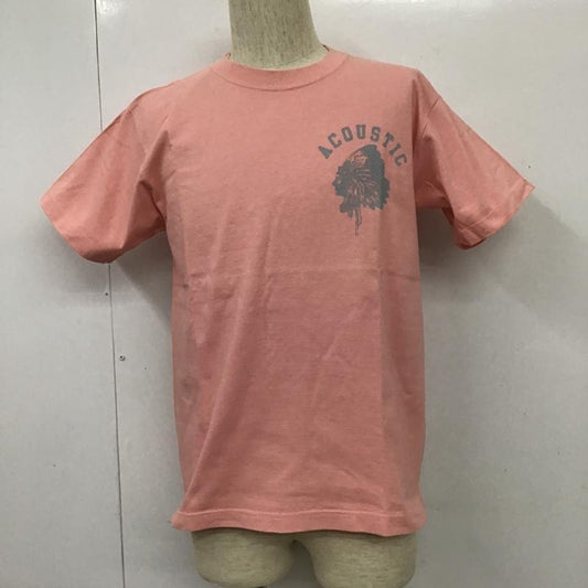 アコースティック ACOUSTIC Tシャツ 半袖 半袖カットソー プリントTシャツ クルーネックカットソー M プリント 桃 / ピンク /  メンズ USED 古着 中古 10101440