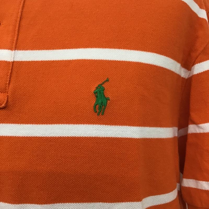 ポロバイラルフローレン Polo by RALPH LAUREN ポロシャツ 半袖 半袖ポロシャツ カラーシャツカットソー 刺繍カットソー 半袖カットソー ボーダーカットソー M ボーダー柄 白 / ホワイト / X 橙 / オレンジ /  メンズ USED 古着 中古 10101441