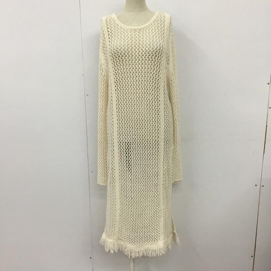 ケービーエフ KBF ワンピース ロングスカート KW14-22V110 メッシュチュニックニット 長袖ニットワンピース クルーネックワンピース 無地 白 / ホワイト /  レディース USED 古着 中古 10101463