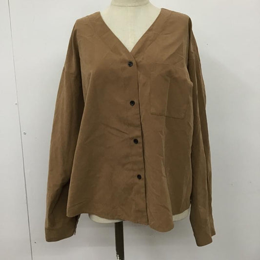 レプシィム LEPSIM シャツ、ブラウス 長袖 LP060399AD 長袖ブラウス ノーカラーシャツ 長袖シャツ FREE 無地 茶 / ブラウン /  レディース USED 古着 中古 10101466
