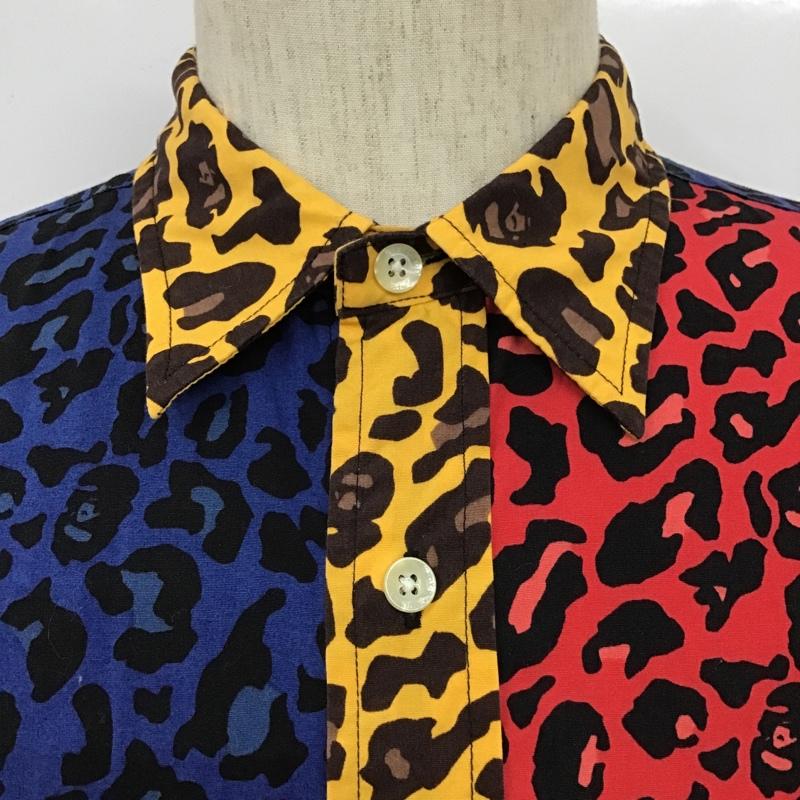アベイシングエイプ A BATHING APE シャツ、ブラウス 長袖 クレイジーパターン レオパード ヒョウ柄 XL ワンポイント マルチカラー / マルチカラー /  メンズ USED 古着 中古 10101491