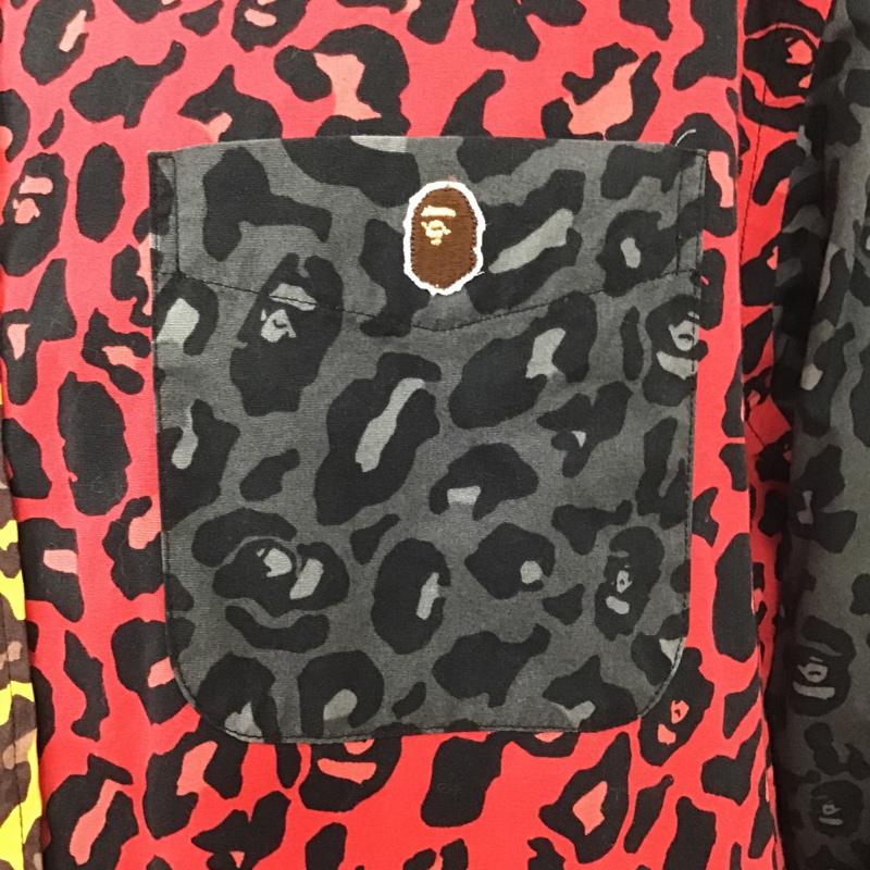 アベイシングエイプ A BATHING APE シャツ、ブラウス 長袖 クレイジーパターン レオパード ヒョウ柄 XL ワンポイント マルチカラー / マルチカラー /  メンズ USED 古着 中古 10101491