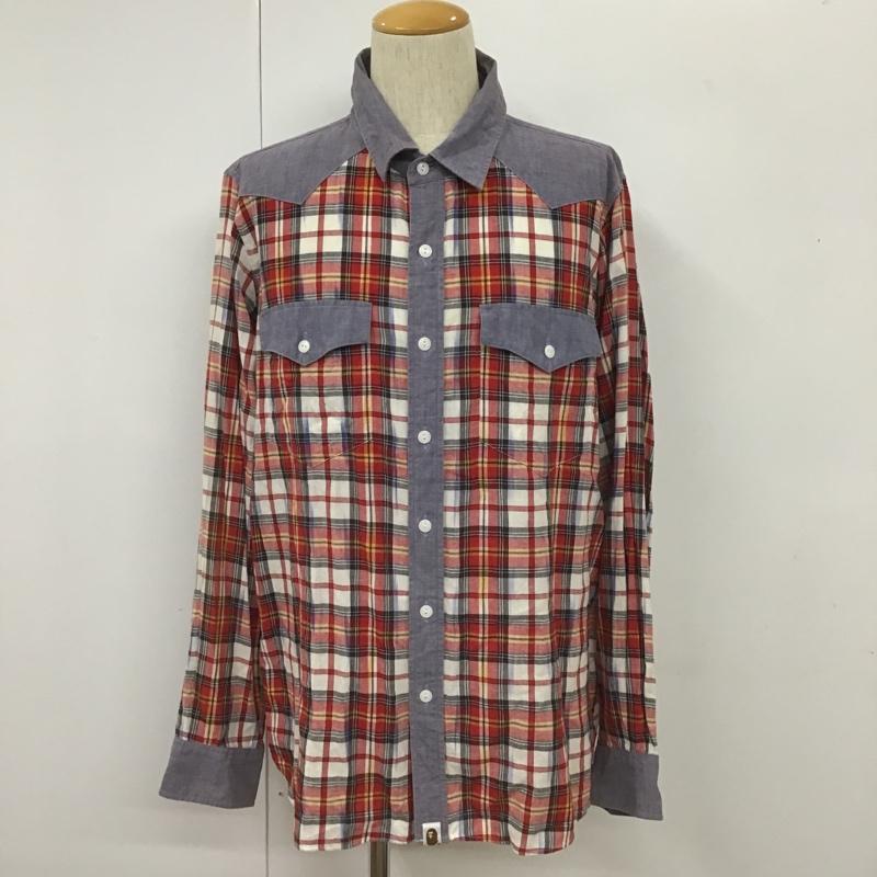 アベイシングエイプ A BATHING APE シャツ、ブラウス 長袖 002SH0101604X ウエスタンシャツ BABY MILO バックプリント XXL チェック マルチカラー / マルチカラー /  メンズ USED 古着 中古 10101493