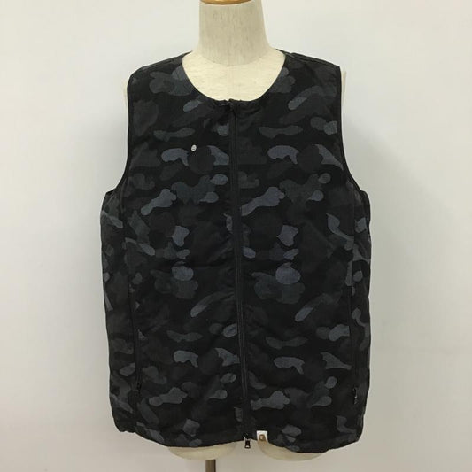 アベイシングエイプ A BATHING APE ベスト ベスト 001LJD801003X ダウンベスト フェザー ノーカラー バックロゴ XL カモフラージュ柄・迷彩 黒 / ブラック / X 灰 / グレー / X 紺 / ネイビー /  メンズ USED 古着 中古 10101521