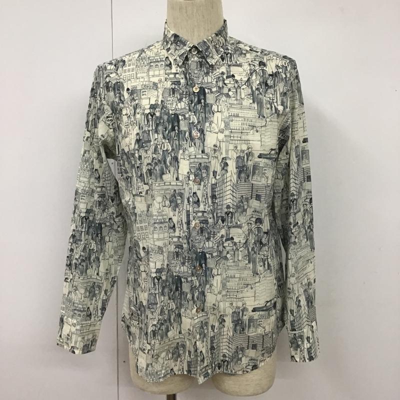 ポールスミスコレクション Paul Smith COLLECTION シャツ、ブラウス 長袖 PC-CR-76957 シティシーン M 総柄 オフホワイト / オフホワイト / X 紺 / ネイビー /  メンズ USED 古着 中古 10101538