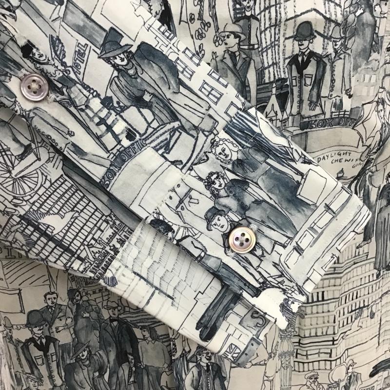 ポールスミスコレクション Paul Smith COLLECTION シャツ、ブラウス 長袖 PC-CR-76957 シティシーン M 総柄 オフホワイト / オフホワイト / X 紺 / ネイビー /  メンズ USED 古着 中古 10101538