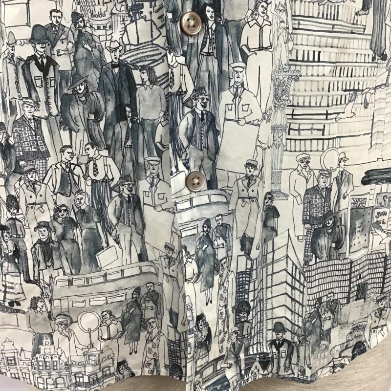 ポールスミスコレクション Paul Smith COLLECTION シャツ、ブラウス 長袖 PC-CR-76957 シティシーン M 総柄 オフホワイト / オフホワイト / X 紺 / ネイビー /  メンズ USED 古着 中古 10101538