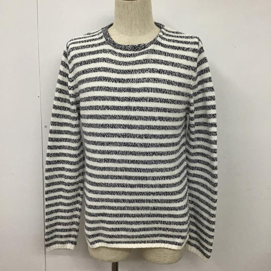 ザラメン ZARA MAN カットソー 長袖 0367 413 250 クルーネック コットンニット アクリル M ボーダー柄 白 / ホワイト / X 紺 / ネイビー /  メンズ USED 古着 中古 10101588