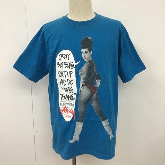 ステューシー STUSSY Tシャツ 半袖 半袖カットソー プリントTシャツ クルーネックカットソー L プリント 青 / ブルー /  メンズ USED 古着 中古 10101597
