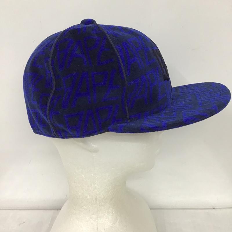 アベイシングエイプ A BATHING APE 帽子 キャップ 001CPJ301009M ベロア モノグラム ロゴ 総柄 青 / ブルー / X 紺 / ネイビー /  メンズ USED 古着 中古 10101691