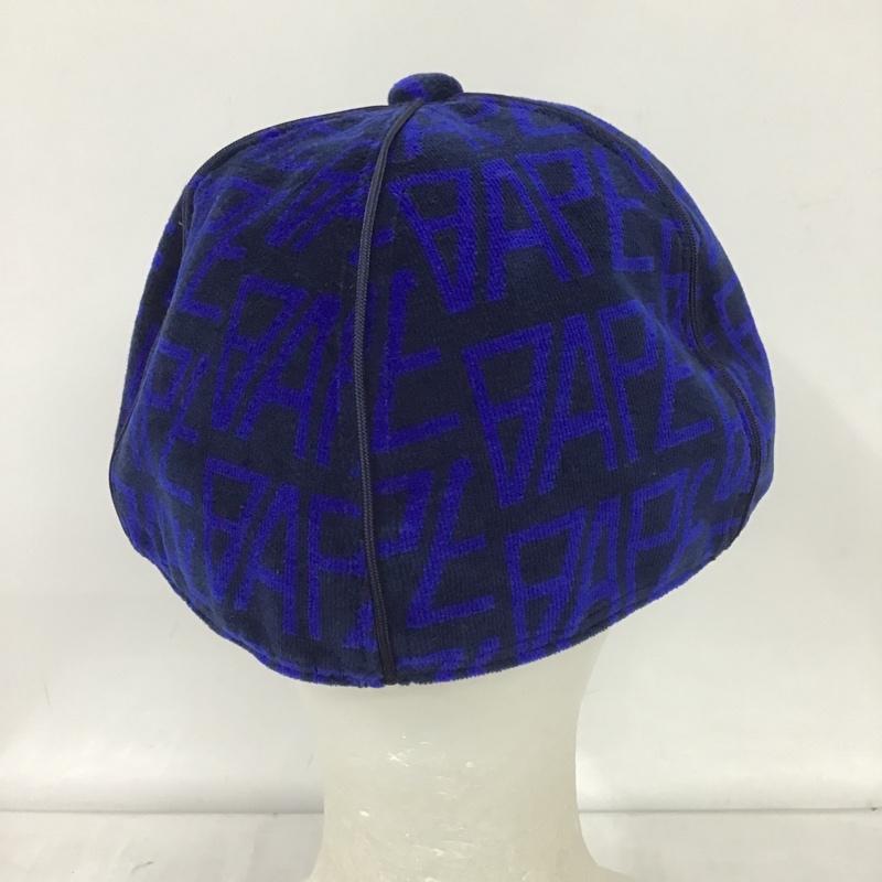 アベイシングエイプ A BATHING APE 帽子 キャップ 001CPJ301009M ベロア モノグラム ロゴ 総柄 青 / ブルー / X 紺 / ネイビー /  メンズ USED 古着 中古 10101691