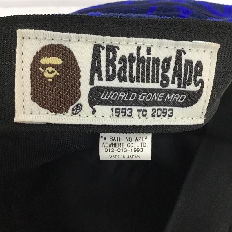 アベイシングエイプ A BATHING APE 帽子 キャップ 001CPJ301009M ベロア モノグラム ロゴ 総柄 青 / ブルー / X 紺 / ネイビー /  メンズ USED 古着 中古 10101691