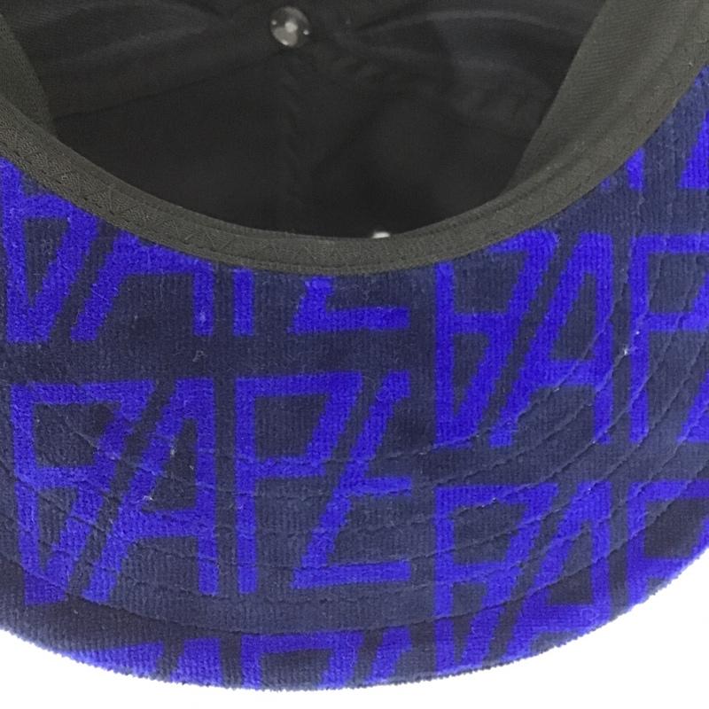 アベイシングエイプ A BATHING APE 帽子 キャップ 001CPJ301009M ベロア モノグラム ロゴ 総柄 青 / ブルー / X 紺 / ネイビー /  メンズ USED 古着 中古 10101691