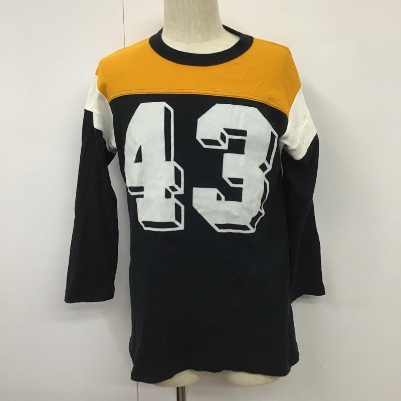 モニタリー MONITALY Tシャツ 七分袖 ナンバリングTシャツ エルボーパッチ L プリント 白 / ホワイト / X 黒 / ブラック / X 橙 / オレンジ /  メンズ USED 古着 中古 10101751