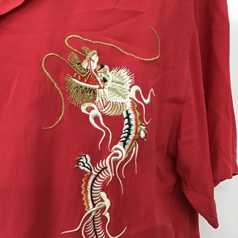 シュプリーム Supreme シャツ、ブラウス 半袖 Dragon Rayon Shirt 18AW オープンカラーシャツ M 刺繍 赤 / レッド /  メンズ USED 古着 中古 10101753