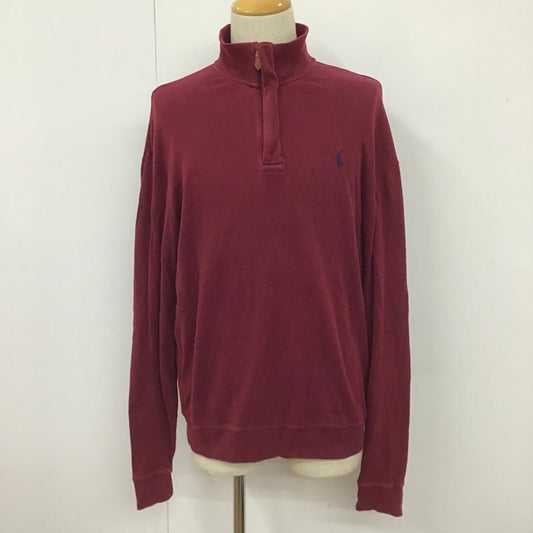 ポロゴルフラルフローレン POLOGOLF カットソー 長袖 長袖カットソー ジップアップネックカットソー ロングスリーブカットソー 刺繍Tシャツ L ロゴ、文字 えんじ / ワインレッド /  メンズ USED 古着 中古 10101802