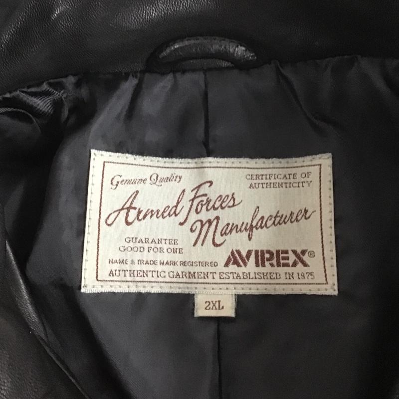 アヴィレックス AVIREX ジャケット、上着 ジャンパー、ブルゾン 6171065 レザージャケット ブルゾン ライダース アウター レザー XXL 無地 黒 / ブラック /  メンズ USED 古着 中古 10101807